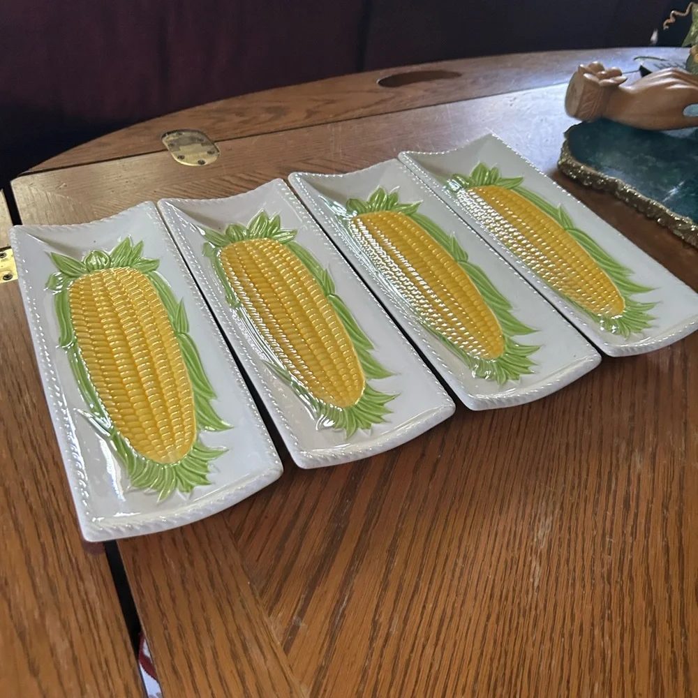 Vintage Knobler Corn on the Cob Ceramic Dishes Made In Japan